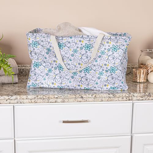 Household Essentials White and Blue Floral Krush Container All-Purpose Utility - Image 2