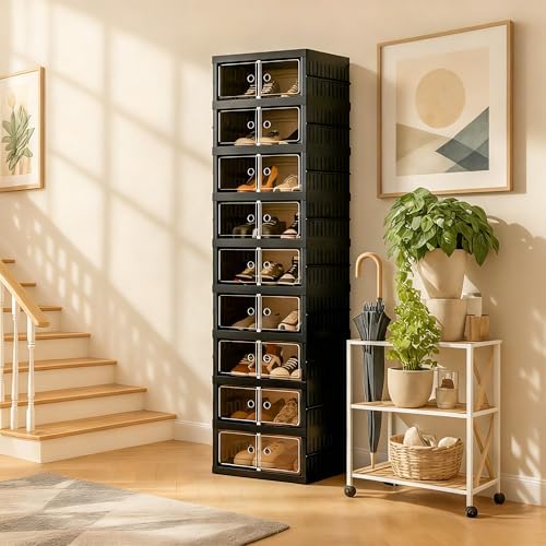 Foldable Shoe Organizer Storage Box, Portable Extra Large Folding Shoe Rack by Tykacna