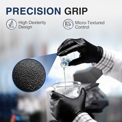 Schneider Black Nitrile Gloves, Gloves Disposable Latex Free, Powder Free - Image 5