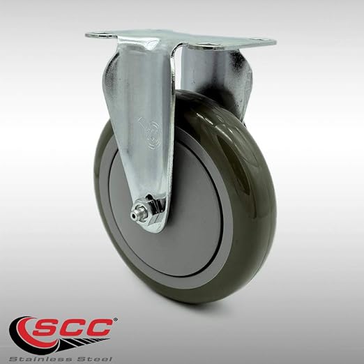 Service Caster Brand Replacement Caster for Uline Caster H-7449R - Stainless Steel Rigid Top Plate Caster with 5 Inch Yellow Polyurethane Wheel - Fits Carts and Platform Trucks H-6348