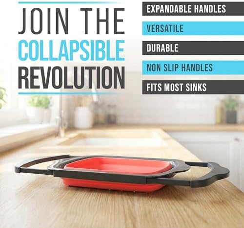 Comfify Coral XL Collapsible Silicone Over Sink Colander – 6 Quart - Image 3