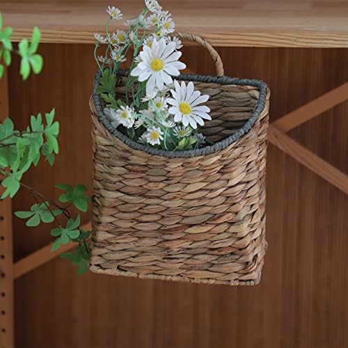 GYASVWU Woven Hanging Basket Water Hyacinth Hanging Wall Basket Wicker Handmade - Image 4