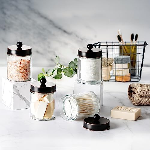 Amolliar Apothecary Jar Bathroom Storage Qtip Holder Glass, ORB 2Pack - Image 6