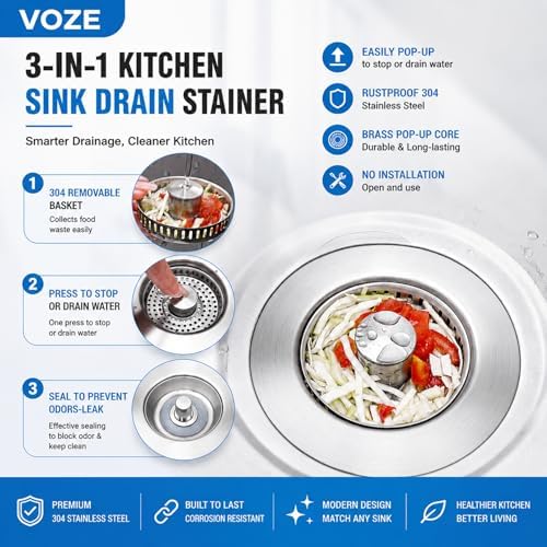 2 Pack Kitchen Sink Drain Strainer & Stopper - Image 2