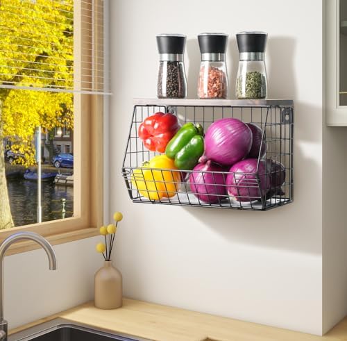 Wawocs Fruit Basket for Kitchen Counter, Fruit Bowl Stackable Wall Mounted - Image 2