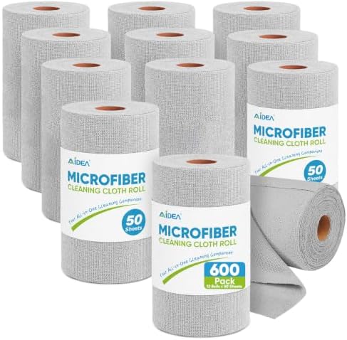 AIDEA Microfiber Cleaning Cloth Roll-600PK, Reusable Paper Towels 11.5×11.5" by AIDEAHOME