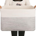 OIAHOMY Large Blanket Basket, 65L Cotton Rope Woven Laundry Basket, Toy Bin by MasterofSpaceOptimization