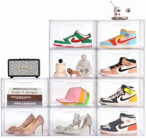 Magnetic Acrylic Clear Shoe Boxes – 360° Transparent Stackable Sneaker Storage by KOKOIN