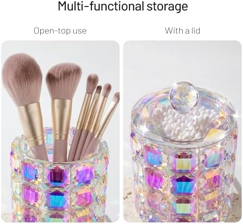 Crystal Qtip Holder Dispenser, 17oz Bathroom Canisters - Image 4