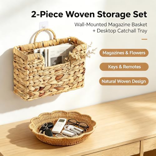 Hanging Woven Magazine Basket - Image 3