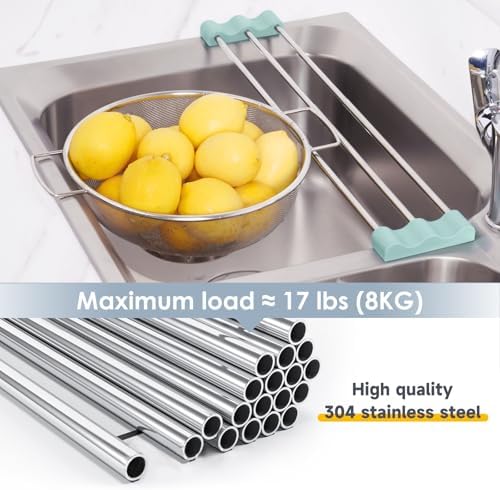 Tomorotec Adjustable Over-The-Sink Kitchen Rack, Light Cyan - Image 3