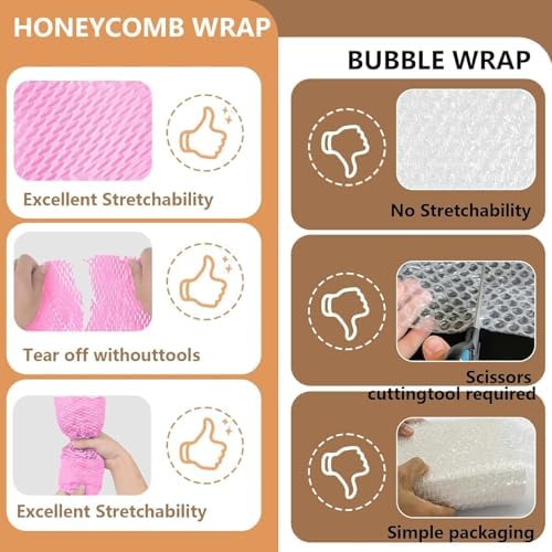 Honeycomb Packing Paper, Recyclable Moving Supplies Bubble Packing Wrap - Image 3