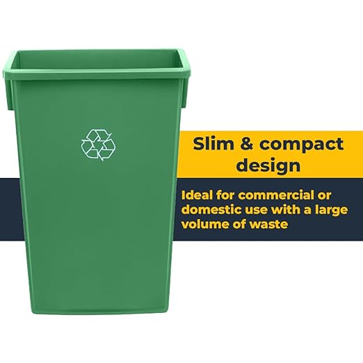 3 Pack 23 Gallon Waste Bin with Dolly, Heavy-Duty Trash Can, Slim Rectangular Garbage Bin, Durable Waste Container, Recycling Bin, Plastic Wastebasket for Kitchen, Garage, Restaurants, Office