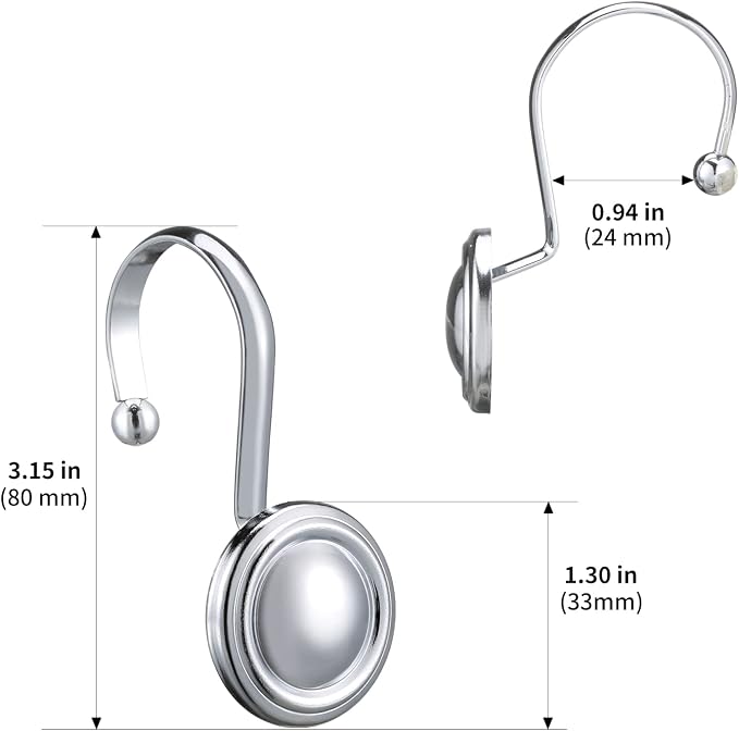 CHICTIE Chrome Shower Curtain Hooks Rings, Decorative Silver Shower Hook - Image 6