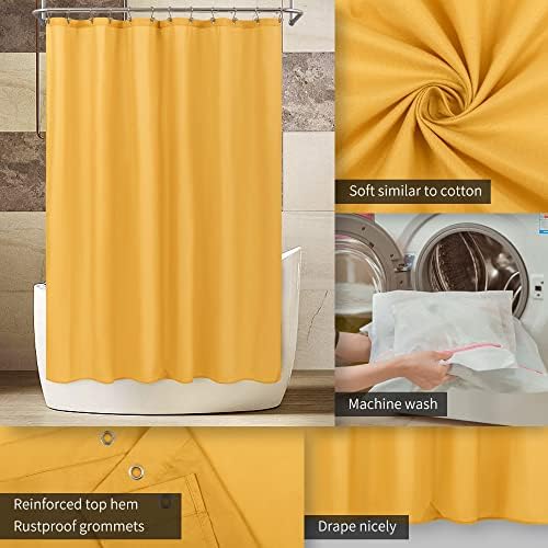 ALYVIA SPRING Waterproof Fabric Shower Curtain or Liner Yellow - Image 3