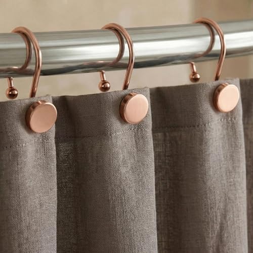 Rose Gold Shower Curtain Hooks: Rust Proof Metal Curtain Rings - Image 2