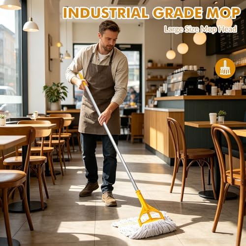 Commercial Mop Heavy Duty Industrial Mop- 3 Extra Large Cotton Looped Heads - Image 5