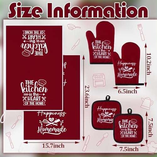 Sratte 6 Pcs Kitchen Decor Accessories Set, Wine Red - Image 4