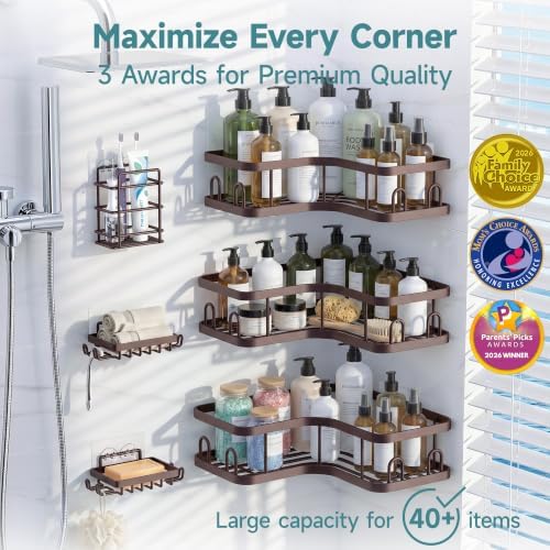 Veken Large Capacity Corner Shower Caddy 6-Pack, Advanced Rustproof Design - Image 2