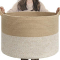 INDRESSME XXXLarge Woven Wicker Blanket Basket Living Room White Jute by INDRESSME