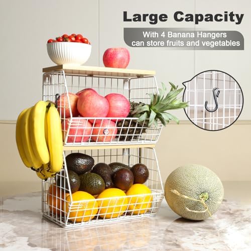 Mefirt Fruit Basket, 2-Tier Fruit Bowl - Image 3