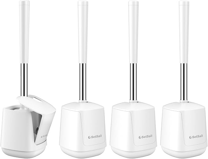 SetSail Toilet Brush 4 Pack Toilet Bowl Brush and Holder Toilet Cleaner Brush by SetSail