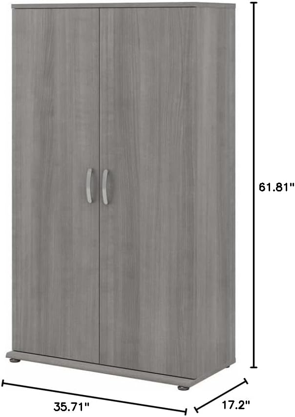 Bush Business Furniture Universal Tall Storage Cabinet with Doors and Shelves in Platinum Gray | Large Storage Unit for Home Office or Commercial Space