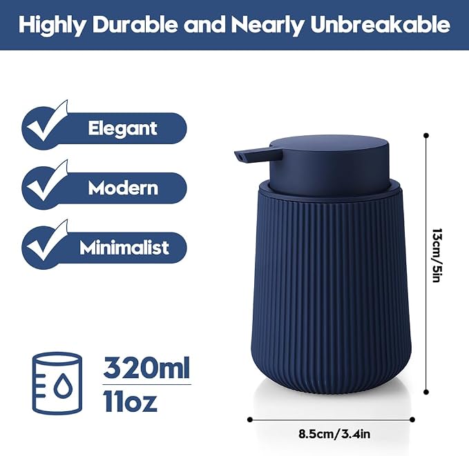 YAUKPH Striped Liquid Hand Soap Dispenser Navy Blue | - Image 2