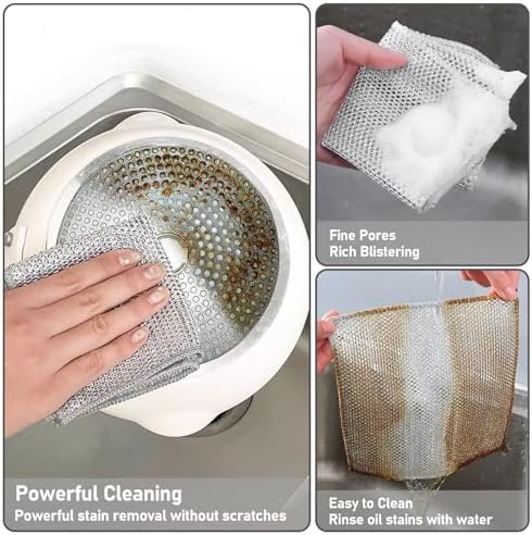 XANGNIER Non Scratch Wire Dishcloth, Wire Dishwashing Rags, 8 * 8 in - Image 3