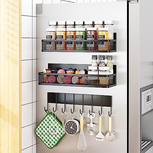 Aufworld Magnetic Spice Rack for Refrigerator, 3 Pack Magnetic Shelf, Moveable by Unknown