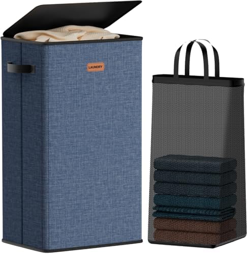 100L Laundry Hamper with Lid, Large Clothes Hampers with Removable Bag by Vexalora