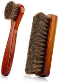 Shoe Brush, Shoe Cleaning Brush, 2 Pieces Horsehair Shoe Brush, Boot Brush by Zanzike