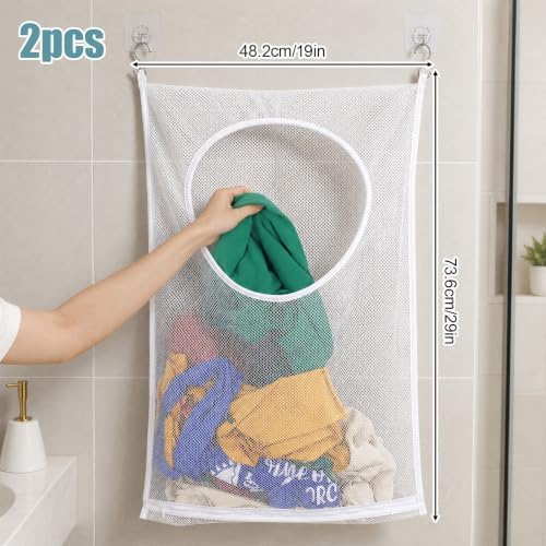 Mesh Laundry Bags for Washing Machine, Door Hanging Laundry Hamper Bag - Image 2
