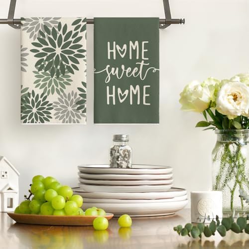 Artoid Mode Light Green Stripes Home Sweet Home Boho Spring Kitchen Towels Dish - Image 2