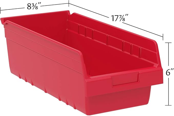 Akro-Mils 30088 Plastic Nesting ShelfMax Storage Bin Box, (18-Inch x 8-Inch x 6-Inch), Clear, (8-Pack)
