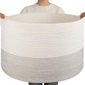 OIAHOMY 90L Large Blanket Basket Living Room Laundry Basket Black & White by MasterofSpaceOptimization