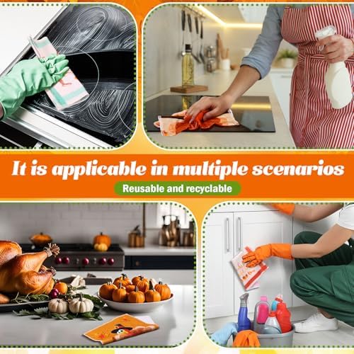 Mindsoft 36 Pcs Thanksgiving Reusable Paper Towels Rolls Washable Bulk - Image 6