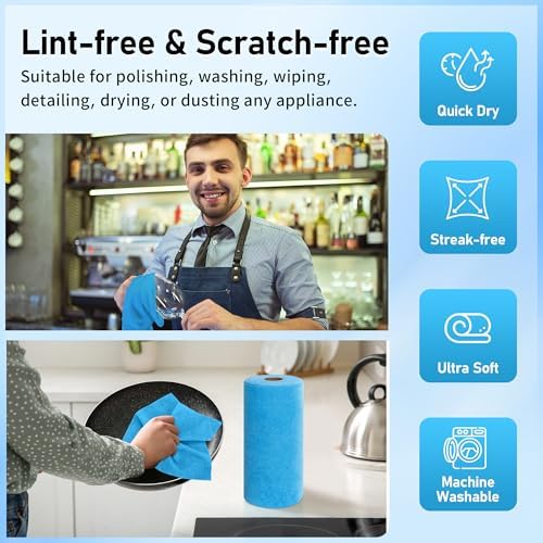 Microfiber Cleaning Cloth Roll, 75 Pack Tear Away Microfiber Towel, Reusable - Image 4
