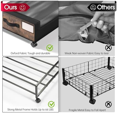 Yecaye Under Bed Storage with Wheels, 4 Pack Under Bed Storage Containers - Image 3