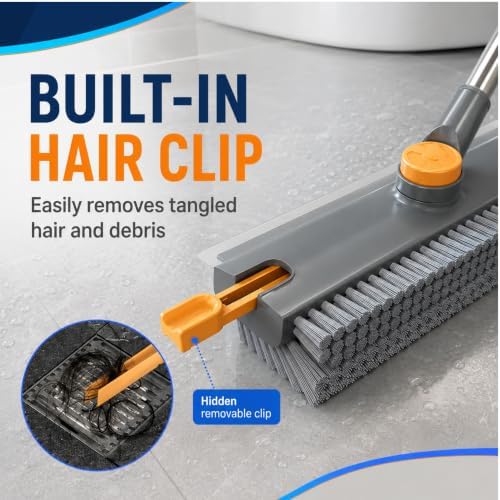 ROOM127 Floor Scrub Brush with Squeegee – 53-Inch V-Shaped Bristles - Image 6