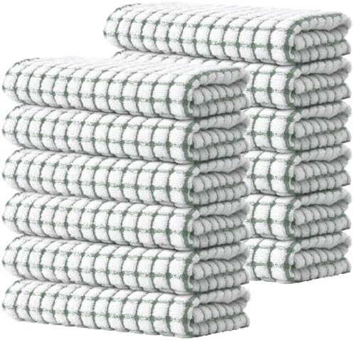 Kitinjoy Cotton 12 Pack Terry Kitchen Towels, Grass Green by Kitinjoy