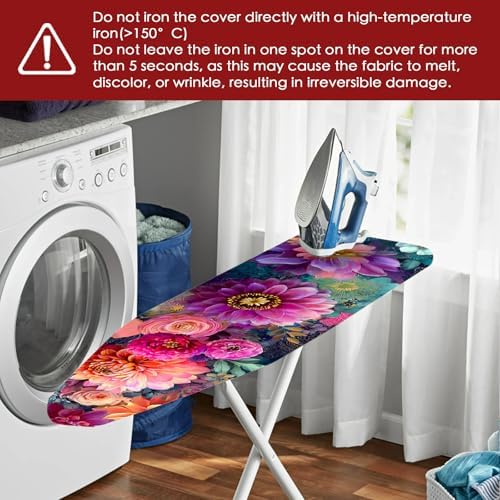 Nuxovilar Colorful Floral Ironing Board Cover 15x54 Inches Polyester - Image 6