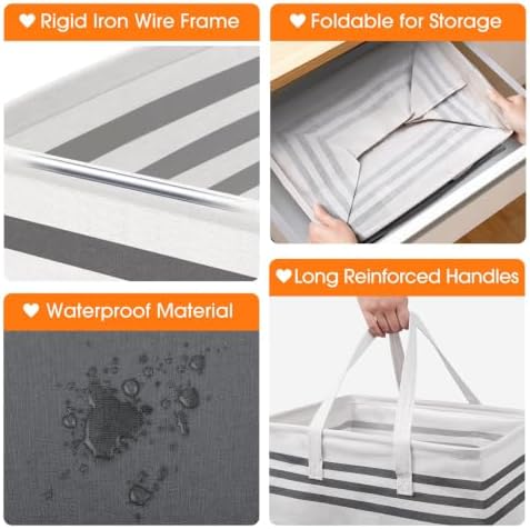 4 Pack Large Laundry Baskets, Laundry Hampers, Freestanding Waterproof - Image 3