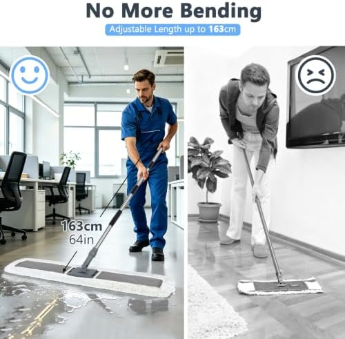 Masthome Commercial Dust Mop, Total 2 Reusable Pads, 360° Swivel Wet Dry Mops - Image 3