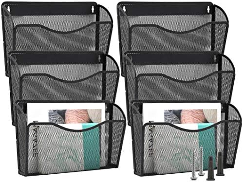 EASEPRES 6 Single Pocket Mesh Hanging File Organizer, Vertical Wall Mounted by EASEPRES
