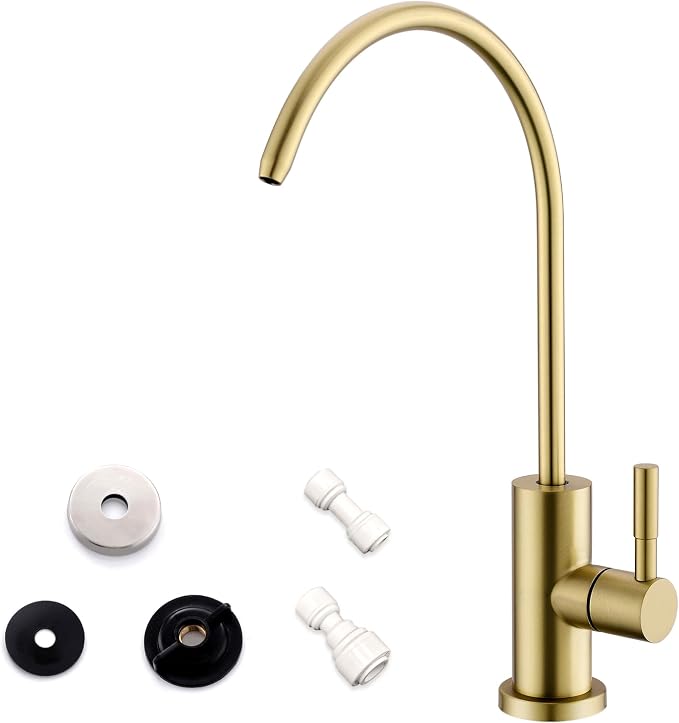 WEWE Drinking Water Faucet for RO System, Non-Air Gap, Brushed Gold | Lead-Free by WEWE