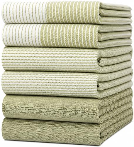 Premium Kitchen Towels 6 Pack 100% Cotton by BumbleTowels