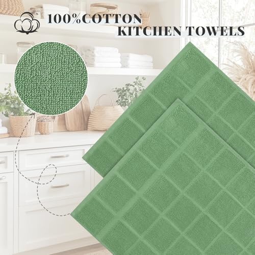 Homaxy 100% Cotton Kitchen Towels 18"x28", 4 Pack Dish Towels, Grass Green - Image 3