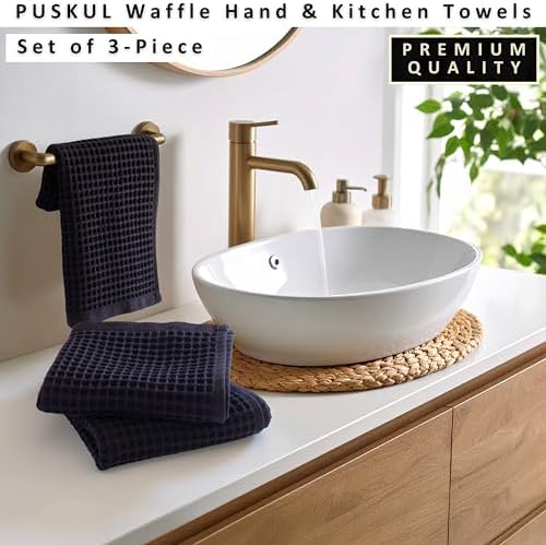 PÜSKÜL Natural 100% Turkish Cotton Waffle Hand and Kitchen Towels Set of 3 - Image 4