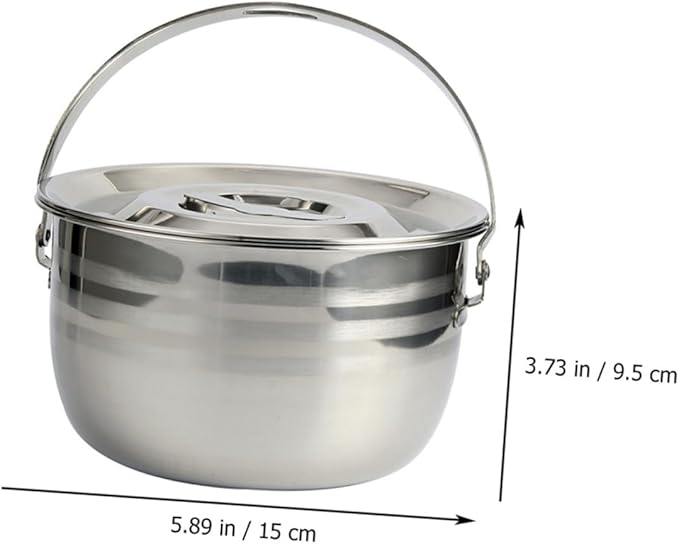 PRETYZOOM Camping Griddle Camping Pot Jacketed Kettle Thicken Child Stainless Steel Thicken Stew Pot Camp Cooking Stainless Steel Cookware